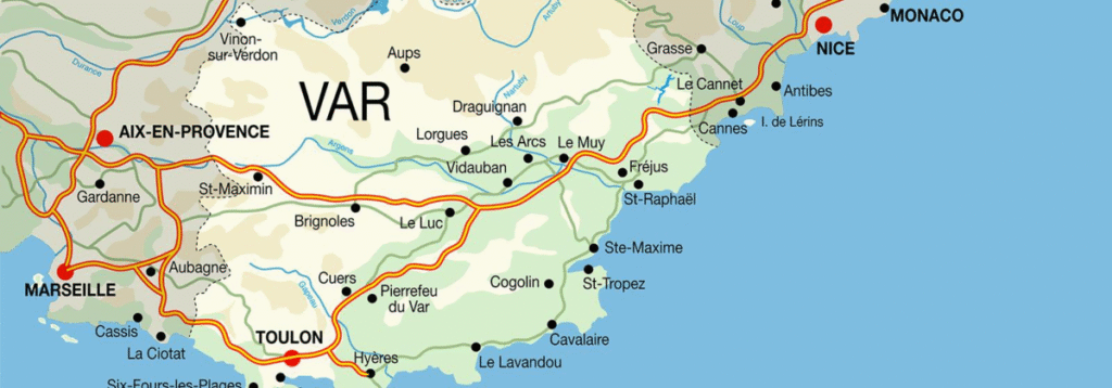 Paysage du Var entre mer et collines